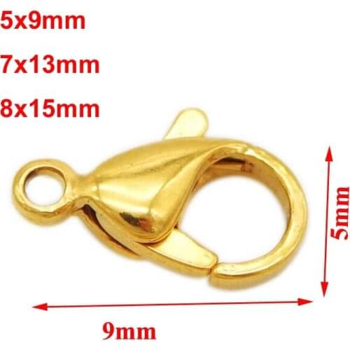 100pcs 304 Stainless Steel Lobster Claw Clasps DIY For Jewelry Findings Gold Tone/Dull Silver Tone
