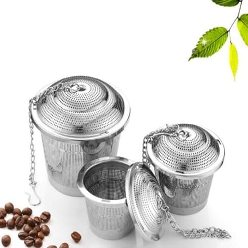 120piece/lot New Durable Silver Reusable 304 Stainless Mesh Herbal Ball Tea Strainer Teakettle Locking Tea Filter
