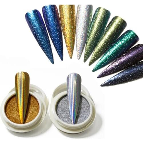 1Jar Chameleon Nail Powder Super Shiny Glitter Powder Nail Art Mirror Holo Nail Dust For Nail Decoration Gold /Silver Glitter