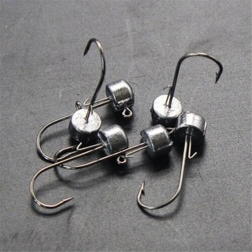 2.5g 3.5g 5g 6g Small Fishing Rooting Hook Round Ball Jig Head Hook Weedless Long Shank Jig Head For Soft Worm Fishing Tool
