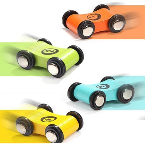 2pcs/set Wooden Childrens Slide Car Trolley Track Slide Car Inertia Pull Back Glider Toy Mini Car Baby Child Educational Toys