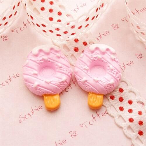 20pcs Parts Resin Flatback Popsicle Donuts Phone Shell Cabochon Scrapbooking Diy Decoration Kawaii Embellishments Supply Toys