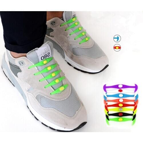 2016 Wholesale New Design Convenient Lock Colorful Elastic No Tie Silicone Shoelaces Shoe Laces Adult Children Shoelace 12 piece