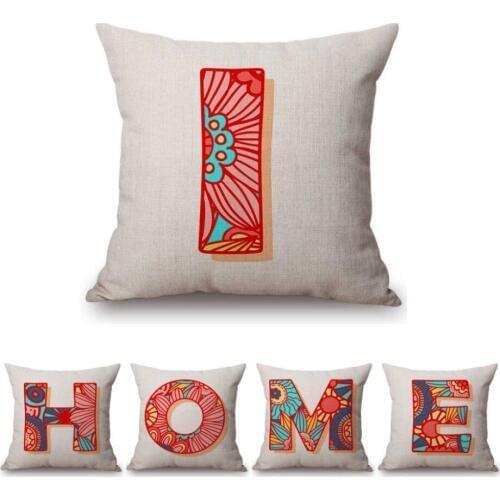 26 Pink Floral Graffiti Monogram Initial Alphabet Letters ABC Home Decorative Sofa Throw Pillow Case Nordic Letter Cushion Cover