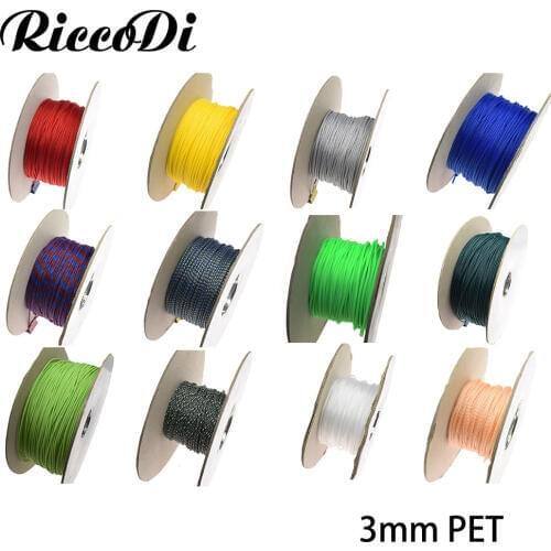 3M 3mm 12Colors Snakeskin Mesh Cable Sleeves Wire Protecting Nylon Tight PET Expandable Insulation Sheathing Braided Sleeve