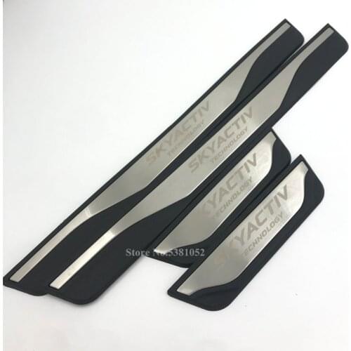 For 2014 2016 2017 2018 Mazda 3 Stainless Steel Door Sills Kick Scuff Plate Guard Pedal Protector 4pcs Car Accessories