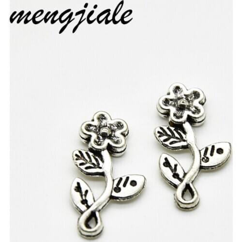 40pcs New style Tibetan Silver Plated Flower Charms for pendant necklace Accessories DIY handmade 18*10*2mm