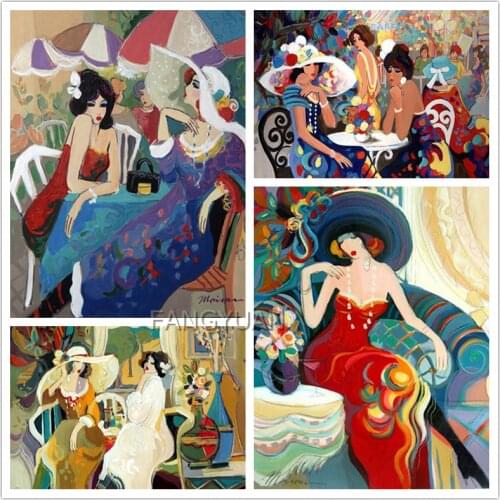 Abstract Beauty Diamond Painting Cross Stitch Elegant Lady Resin Handcraft Embroidery Rhinestone Mosaic Wall Art Pictures