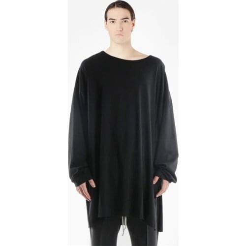 Asymmetrical double layer sweater men and women the same cotton T-shirt