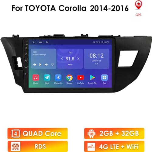 2 Din Android Car Radio Multimedia Player for Toyota Corolla 2013 2014 2015 2016 Autoradio Stereo Video 10INCH Headunit Wifi 4G