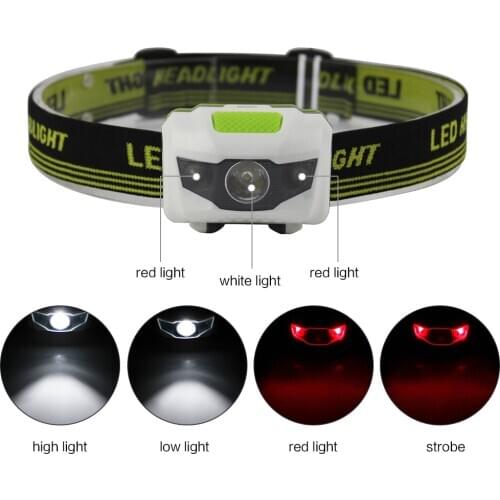 BORUiT 3 LEDs Mini Headlamps 4-Mode Waterproof Head Torch 600LM Use AAA Battery Head Torch for Camping Hunting