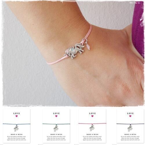 Make a Wish Friendship Wedding Engagement Bridesmaid Elephant Kangaroo Antlers Deer Head Unicorn Charm Bracelets for Women
