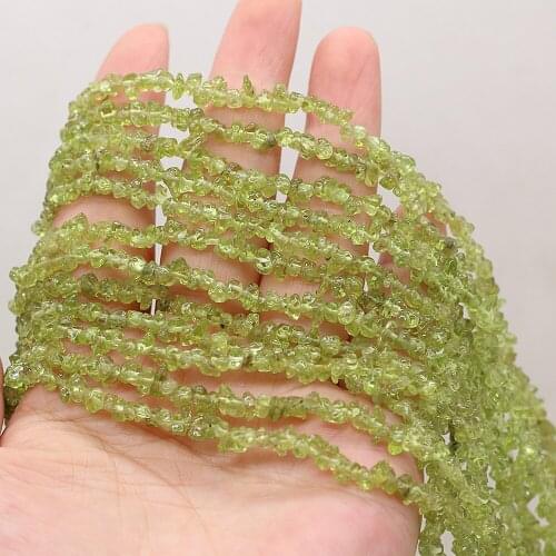 Natural Stone Beads Irregural Olivines Gravel Loose Beads for Making Women Jewelry Necklace Size 3x5-4x6mm Length 40cm