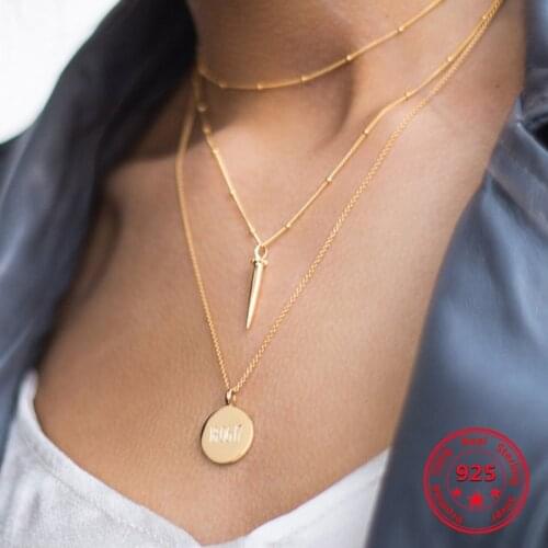 Pure 925 Silver European American Necklace New Design Creative Concise Zircon Bullet Pendant Beads Chain Necklace Fine Jewelry