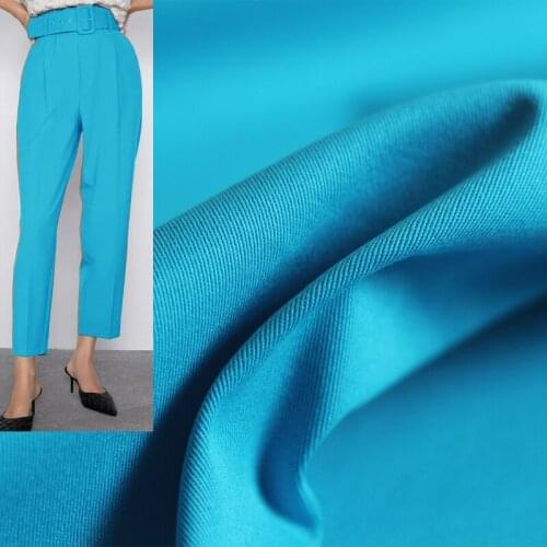 Red Raspberry Lake Blue Elastic Single-Yarn Drill Cotton Fabrics Garment Material Women Pants Windcoat Sewing Cloth Freeshipping