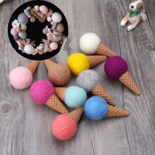 Newborn Felt Ice Cream Props Tiny Baby Girl Boy Photo Handmade Felt Photography Props Accessories