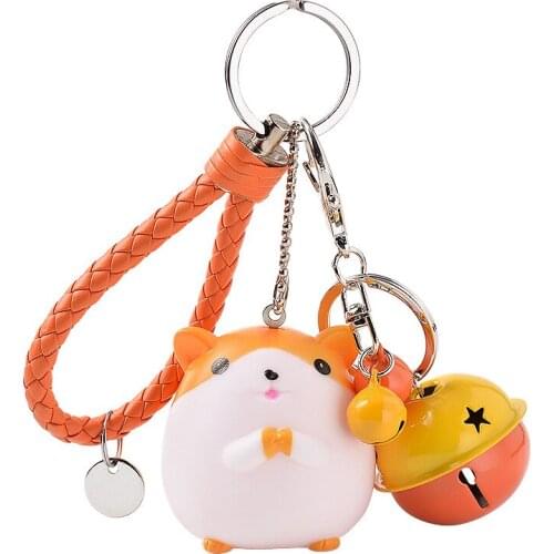 Kawaii Little Hamster Keychain Funny Creative Release Pressure PVC Toy Bag Car Key Pendant Accessories Couples Charm Keyring