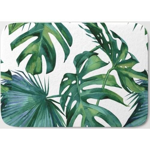 Classic Palm Leaves Tropical Jungle Green Bath Mat Bathroom Kitchen Bedroon Floor Mat Home Entrance Rugs Kids Prayer Mat 40*60cm