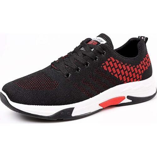 JUNSRM casual men shoes 2021 new mesh breathable shoes rubber sole sports shoes Black Red Size 39-44 zapatillas hombre sneakers