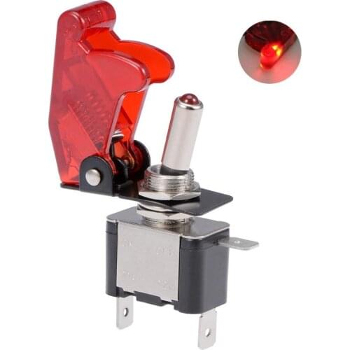 3 Pcs LED Lights Cover SPST Latching Rocker Toggle Switch RED LED Light 20A 12V 3P ON-Off with red cover