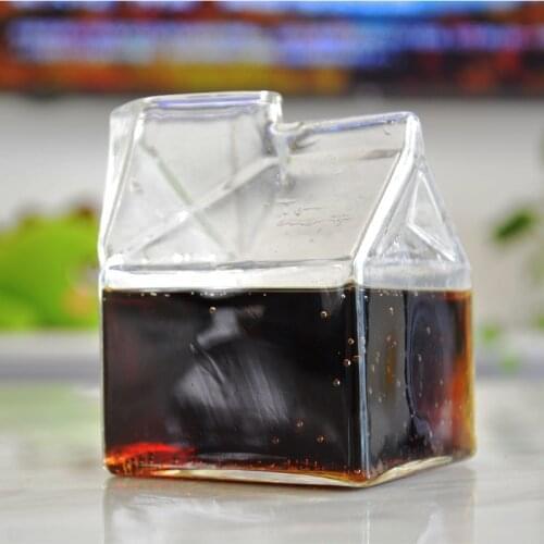 House shape 350ml square milk mug Glass cup breakfast glass milk jiuce glass box mug