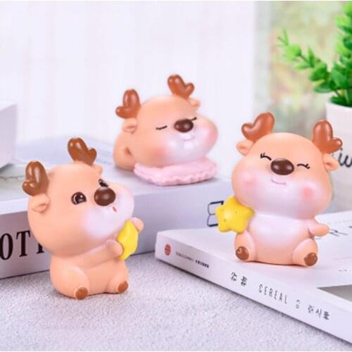 ZOCDOU 1 Piece Cute Xingyue Deer Small Statue Little Figurine Crafts Figure Ornament Miniatures