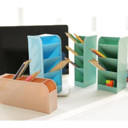Multi-function 4 Grid Desktop Pencil Holder Inclined Office Storage Box Desktop Organizer Office Stationery