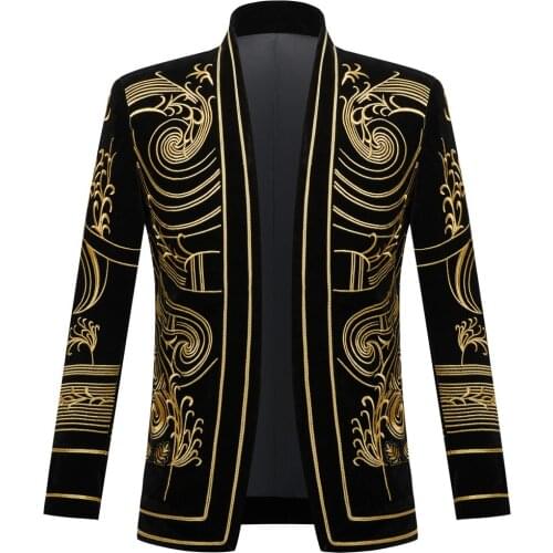 Men Party Blazers Suit Spring And Autumn Casual Vintage Embroidery Jacket Trendy Singer Costume Fashion Large Size Clothing