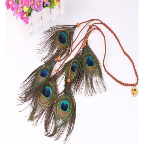 The Indian Feather Headband Headdress Hair Rope Headwear Tribal Hippie Handmade Hair Accessories for Women 11