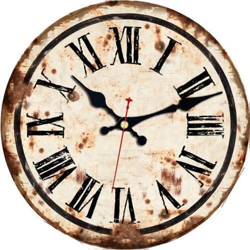 Vintage Pattern Wooden Cardboard Wall Clock Retro Roman Numerals Shabby Chic Wall Clock World Map Home Office Wall Art