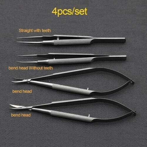 Ophthalmic microsurgical instruments 14cm scissors+Needle holders +tweezers stainless steel surgical tool