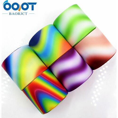 OOOT BAORJCT 38mm 10yard Colorful ripple Ribbons Thermal transfer Printed grosgrain Wedding Accessories DIY handmade material