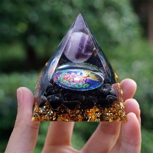 60cm Orgone Pyramid Tree of Life Symbol Healing Crystal with Stones Jewelry Energy Generator for Protection Meditation