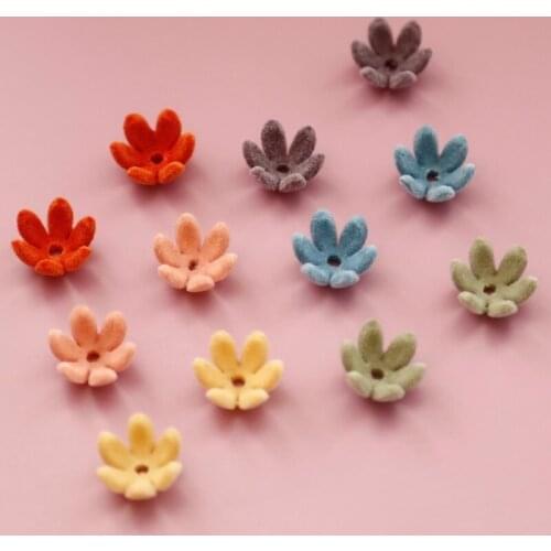 Plush autumn and winter retro color pointed flower flower hat Japanese diy earring accessories jewelry making materials