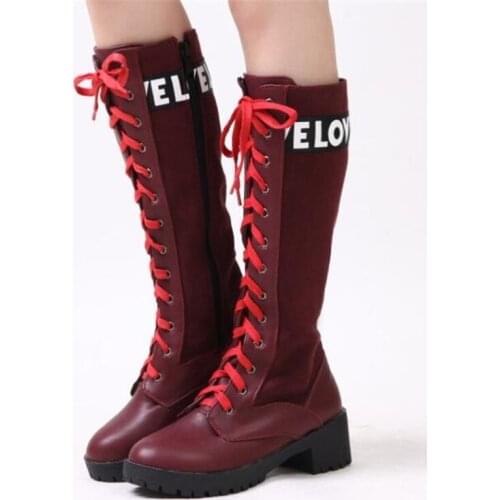 PXELENA 34-43 Autumn Winter Knee High Military Combat Motorcycle Boots Women Chunky Block Heels Long Knight Riding Boots