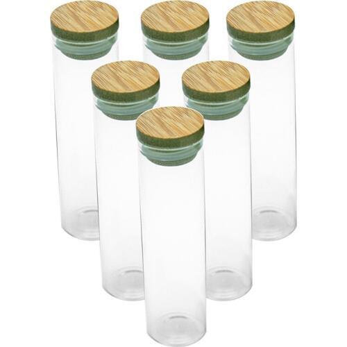 30x100mm 50ml Glass Bottle with Bamboo Cap High Borosilicate Glass Jars bamboo Glycyrrhiza Sweets Food Grade Seal Jars Vials