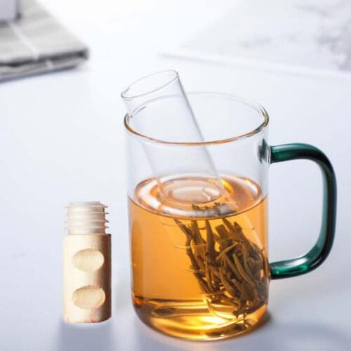 Reusable Glass and Wooden Tea Infuser Creative Pipe Design Metal Tea Strainer for Mug Fancy Filter for Puer Tea Herb Tea Tools