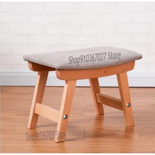 Solid Wood Stool Fashion Creative Shoe Replacement Stool Adult Living Room Bench Simple Modern Fabric Sofa Low Stool