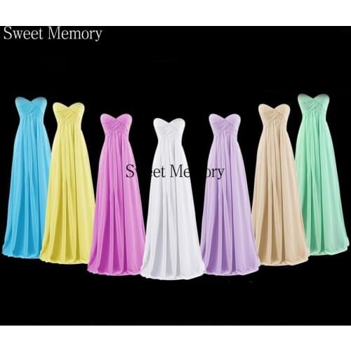 095 Custom Made Sweetheart Pleat Chiffon Bridesmaid Dresses Sweet Memory Wedding Party Robe De Soiree