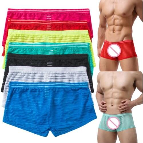Men Sexy Transparent Boxers Underwear Sexy Male Underpants Breathbale Man Panties Boxershorts Plus Size Sexy Lingerie Men Boxer