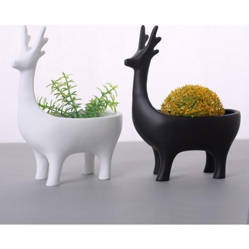 Creative abstract deer Home Garden Planters Flower Pots Cute deer desktop flower pot storage box