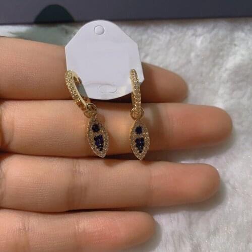 UMGODLY Fashion Yellow Gold Color Small Blue Lucky Fish Earrings Pave Zircon Stones Women Brand Jewelry Gift