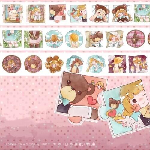 Love Bear and Me Washi Masking Tapes for Card Making DIY Scrapbooking Decorative Stickers
