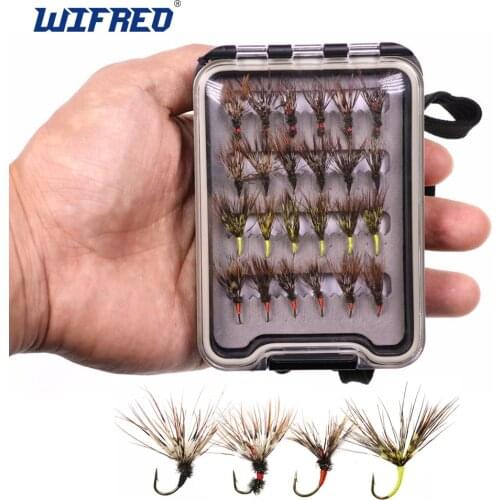 Wifreo 24PCS/Box Tenkara Flies Nymph Trout Fly Fishing Lure in Waterproof Fly Box Size #12 Barbed Hook Tenkara Fishing Fly