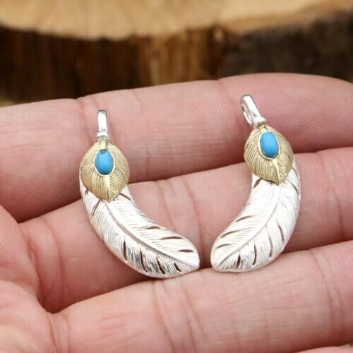 S925 Sterling Silver Jewelry Handmade Takahashi Goro Feather Retro Thai Silver Fashion Male And Female Pendants