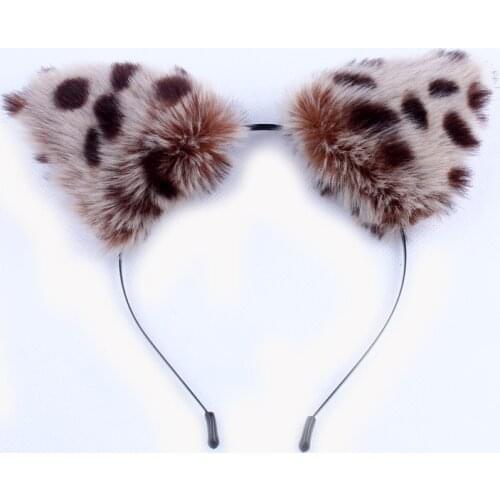 Korean Cartoon Cosplay Anime Show Headband Plush Leopard Cat Fox Ears Fascinator Cute Women Girls Fanshion Hair Accessories