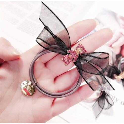 Women Cute Bears Elastic Hair bands Girl Headband Fashion Lace hairband Hair Accessories Hair Rope Ponytail Holde
