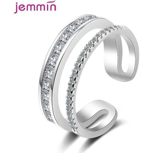 Wholesale Luxury Jewelry Drop Shipping 925 Sterling Silver Adjustable Rings For Women Wedding Party Opening Finger Ring Gift