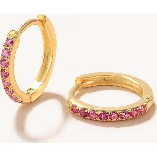 Aide S925 Silver Hoop Earrings For Women 2021 Trend Huggie Earring Pink & Purple Zircon Earring Jewelry Pendientes Brincos Gifts