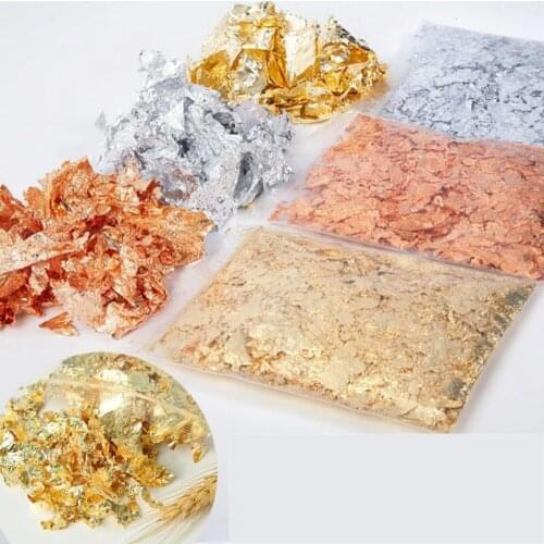 10g Bladgoud Gold Foil Baking Decoration Imitaition Flake Siver Leaf Nail Beauty Rose Gold Gilding Diy Art Craft Blattgold